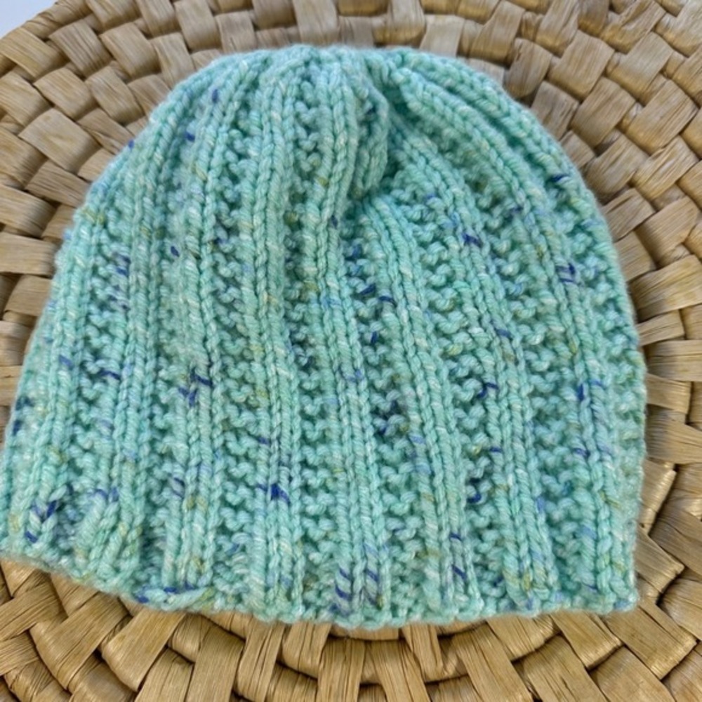 Kids Knit Beanie Hat Blue Speckled Cozy Winter Cap Baby Toddler